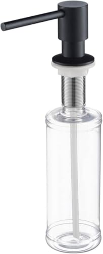 KIBI Kitchen Sink Soap Dispenser | 8.5 oz Countertop Refillable Bottle | Easy Top Refill Pump | Durable Brass Build with Rust-Resistant Finish | Perfect for Kitchen, Bar, Laundry (Matte Black) - color: Matte Black