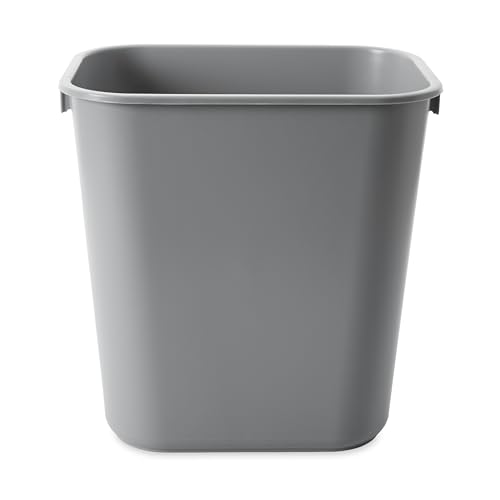 Rubbermaid Commercial Products Deskside Wastebasket/Trash Can, 3.25-Gallon/13-Quart, Gray, Plastic, for Bedroom/Bathroom/Office, Fits Under Desk/Sink/Cabinet - color: Gray, size: 3.25 Gallons
