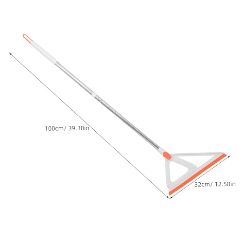 Rubber Edge Floor Squeegee Broom with Silicone Scraper for Tile Floor Cleaning Multifunctional Water Remover for Indoor Use White and Orange