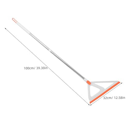 Rubber Edge Floor Squeegee Broom with Silicone Scraper for Tile Floor Cleaning Multifunctional Water Remover for Indoor Use White and Orange