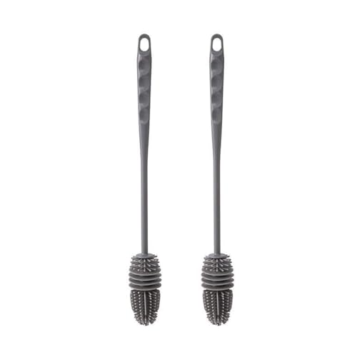 2 Pack Long-Handled Silicone Cleaning Brush - Versatile Cup & Bottle Cleaner, Reusable Scrubber for Kitchen, Bathroom & Car, Long Handle for Easy Reach