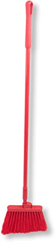 SPARTA 41083EC05 Plastic Color Coded Broom, Unflagged Bristles, Long Broom With Angled Head For Small Debris Cleaning, 56 Inches, Red - color: Red