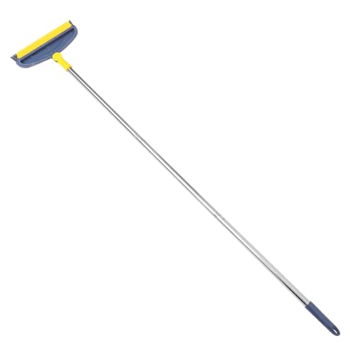 Floor Brush Scrubber with Long Handle 126cm Stiff Bristle Hard Floor Cleaning Brush for Bathroom Tile Grooves and Toilet Blue Yellow Triple Section Pole