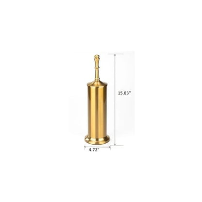 J&V TEXTILES Industrial Toilet Brush, Toilet Bowl Brush with Extra Long Handle Durable Bristles Toilet Scrubber and Covered Holder for Toilet Brush Set (Aged Brass) - color: Aged Brass