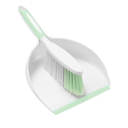 NACENA Dust Pan and Brush Set, Large Hand Broom and Dustpan Set Large Brush and Dustpan Set for Camping Broom and Dustpan Combo for Daily Cleaning Pet Hair Office Home Car, Light & Green - color: Light & Green