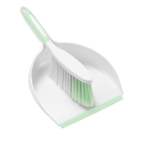 NACENA Dust Pan and Brush Set, Large Hand Broom and Dustpan Set Large Brush and Dustpan Set for Camping Broom and Dustpan Combo for Daily Cleaning Pet Hair Office Home Car, Light & Green - color: Light & Green