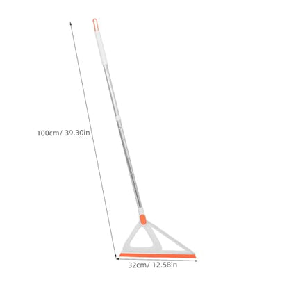 Rubber Edge Silicone Floor Squeegee Broom with Handle, Multi-Functional Water and Dust Scraper for Concrete and Tile Floors, Household Cleaning Tool for Garage and Bathroom