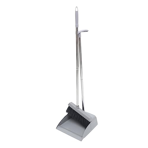 Broom Dustpan Set for Home Kitchen and Outdoor Use 33.5 Long Handled Broom & Heavy Duty Metal Dustpan Upright Design for Easy Cleaning