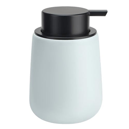 Soap Dispenser Ceramic with Easy-to-Press Pump Hand Lotion Liquid Dispenser for Shampoo Bathroom Kitchen 12 oz - color: Liquid-lightblue
