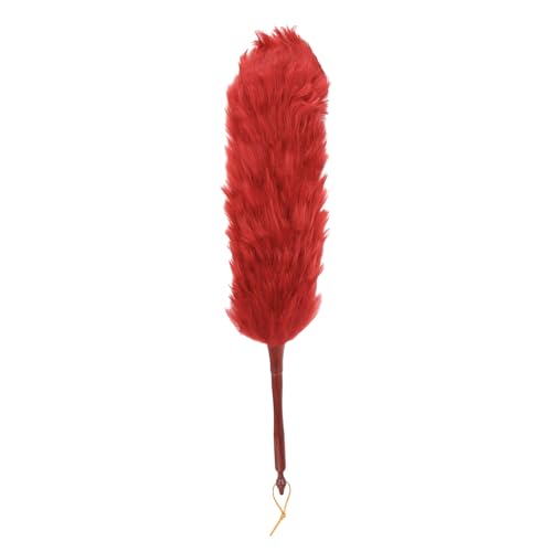 uxcell Wool Duster, 24.4" Natural Feather Cleaner Household Cleaning Duster with Solid Wooden Handle for Cleaning Fans Window Blinds Shelves Furniture, Red - color: Red, size: 24.4"