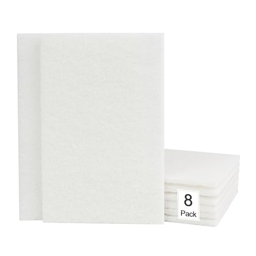 6"x9" Light Duty Scuff Pad 8 Pack (7445) - White, Wet/Dry Reusable Non-Abrasive Hand Pad for Cleaning, Polishing & Finishing - Auto Body, Woodworking, Glass & Marine - color: White, size: 8 pcs (6" x 9")