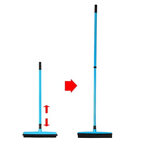 Pet Carpet Cleaning Brush, Rubber Hair Broom with Telescoping Handle, Red - Efficient Fur Removal, Easy Maintenance, Ideal for Pets and Homes (Blue) - color: Blue