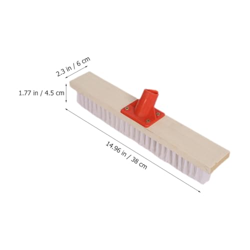 Hard Bristle Floor Brush with Long Handle, Nylon Stiff Bristle Scrubbing Brush for Outdoor Patio and Bathroom Floor Cleaning, Sturdy 40cm Scrubber for Decking and Carpet Stain