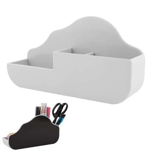 KITANIS Cloud Style 3 Compartment Magnetic Dry Erase Marker Holder, Pen Pencil Organizer for Refrigerator, Whiteboard, Locker Accessories - color: Cloud White