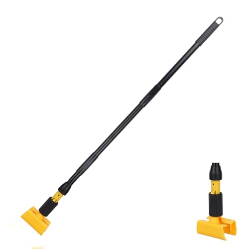 Mop Handle Commercial Heavy Duty - 57 Inch Industrial Metal Mop Stick with Jaw Clamp Replacement for Floor Cleaning - Professional Gripper Mops Head Replacement Holder - color: Black 2