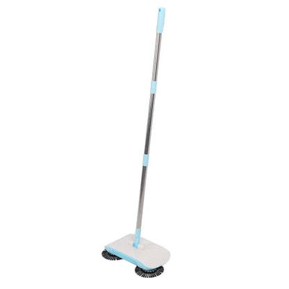 Carpet Sweeper Manual Push Handheld, Spin Sweeper Push 2 in 1 Hand Floor with 180 Degree Rotating Hard Floor Mopping Cleaner for Wooden Marble Tile (Blue) - color: Blue
