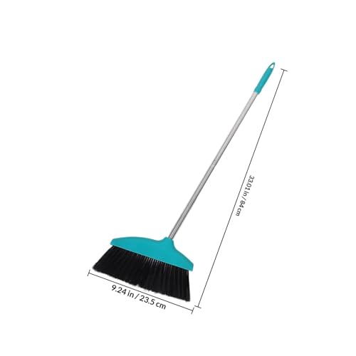 Zerodeko Wide Angle Soft Bristle Floor Broom with Long Handle, Green Household Cleaning Broom for Indoor and Outdoor Use, Heavy Duty Stainless Steel Sweeping Tool for Garage, Patio,