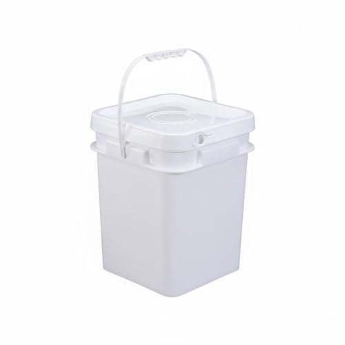Qianly Square Bucket with Lid Versatile Use Square Bucket with Lid Fall Resistant Stackable Bin for Warehouse, Kitchen, Garage, White, 13L - color: White, size: 13L
