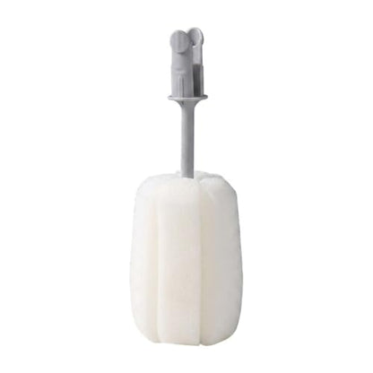 Long Handle Bottle Brush with Sponge Head, 13 Inch Cleaning Tool for Vacuum Flask and Narrow Neck Containers (1 PC) - color: White
