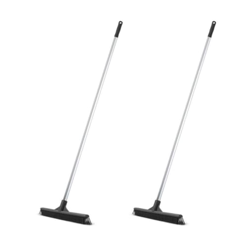 Superio 16” Pet Hair Remover Silicone Broom - Carpet Rake for Fur Removal - Rug Rake to Fluff Carpet – for Dust on Hardwood Floor & Tile – Rinse to Clean, 2 Pack