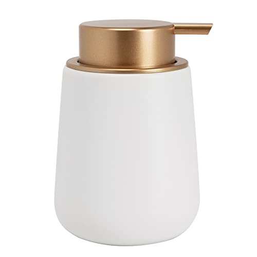 Soap Dispenser Ceramic with Easy-to-Press Pump Hand Lotion Liquid Dispenser for Shampoo Bathroom Kitchen 12 oz - color: Liquid-whitemattegold