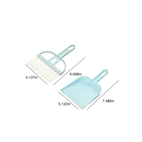Mini Desktop Broom and Dustpan Set, Suitable for Sweeping Bed Waste Small Broom - Blue - color: Blue