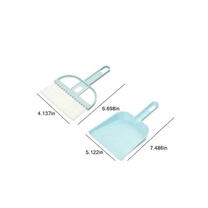 Mini Desktop Broom and Dustpan Set, Suitable for Sweeping Bed Waste Small Broom - Blue - color: Blue