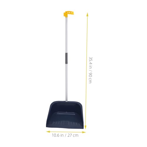 BESTonZON Broom and Dustpan Set for Home Long Handle Dust Pan and Broom for Indoor Outdoor Heavy Duty Broom Dustpan Set for Kitchen Lobby Office Upright Standing Dustpan Blue