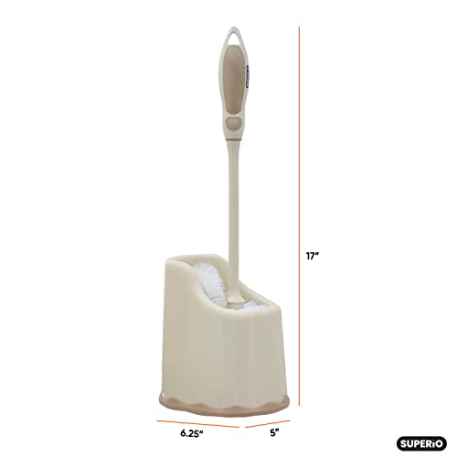 Superio Toilet Brush and Holder Toilet Scrubber Bowl Cleaner Brushes Wand, Toilets Brush with Holder Caddy, Bathroom Cleaning Brush, Bowl Brush Set - color: Beige