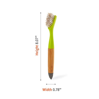 Full Circle Micro Manager, Deep Cleaning Brush for Crevices, Shower, & Grout, Tough Bristles, Sustainable Bamboo Handle, Green - color: Green, size: 1 Pack