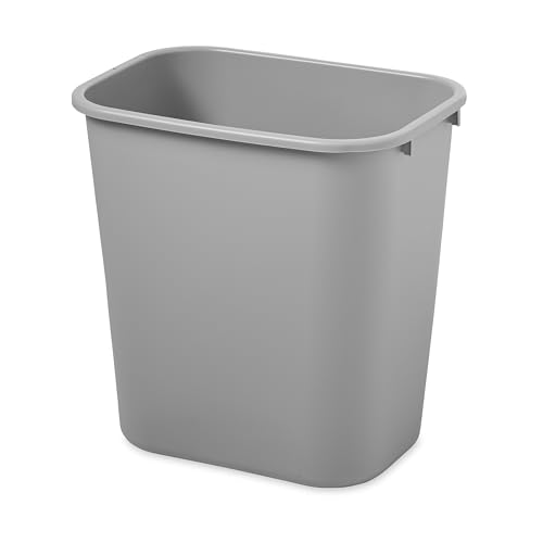 Rubbermaid Commercial Products Resin Wastebasket/Trash Can, 7-Gallon/28-Quart, Gray, Plastic, for Bedroom/Bathroom/Office, Fits Under Desk/Sink/Cabinet - color: Gray, size: 7 Gallons