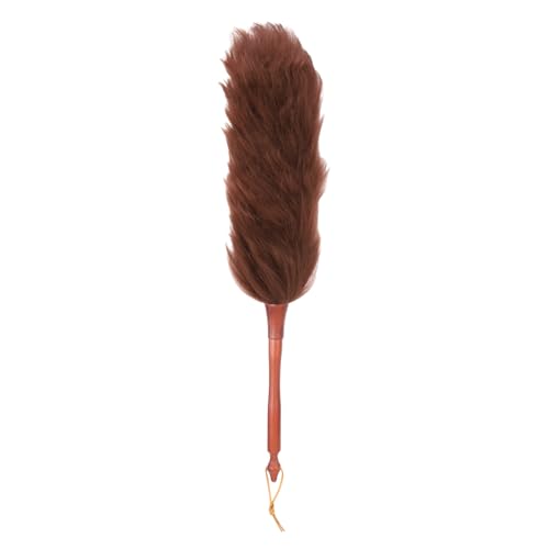 uxcell Wool Duster, 20.5" Natural Feather Cleaner Household Cleaning Duster with Solid Wooden Handle for Cleaning Fans Window Blinds Shelves Furniture, Coffee - color: Coffee, size: 20.5"