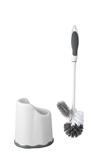 Superio Toilet Bowl Brush and Holder with Under Rim Cleaner for Bathroom, Toilet Brush and Caddy with Non Scratch Bristles and Under Rim Lip Brush - size: Toilet Brush with Scrubbing Lip