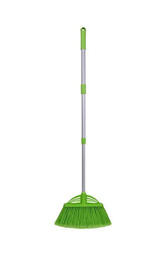 Three-Section Telescopic Aluminum Alloy Rod Long-Handled Broom - color: Green