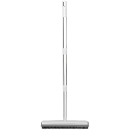 Generic 50.4 in Adjustable Pet Hair Broom with Silicone Squeegee, 12.2 in Head, White Brush for Tile Hardwood Carpet Cleaning