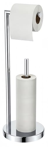 FORIOUS Toilet Paper Holder Stand, Modern Freestanding Tissue Roll Holder for Bathroom, Durable SUS 304 Stainless Steel and Weighted Base Toilet Paper Stand, Storage for 4 Rolls, Polished Chrome - color: Chrome, size: 23.2" H(L-Shape)
