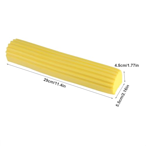 Sponge Mops for Floor Cleaning, Telescopic Handle Mop Squeegee Mop Mop Head Refills PVA Sponge Roller Replacements, Super Absorbent Roller Refill for Home Cleaning Tool, Yellow, Set of 2 （Only Head）