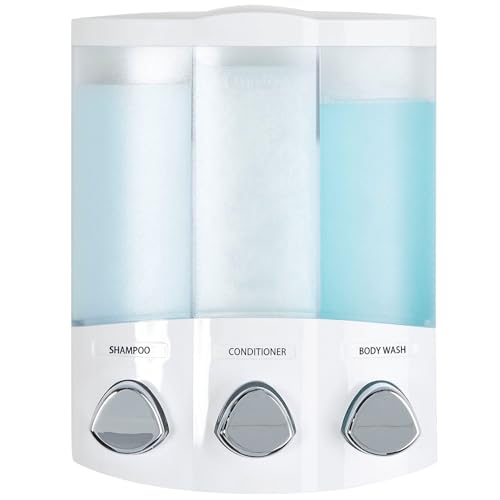 Better Living Products, White 76354 Euro Series TRIO 3-Chamber Soap and Shower Dispenser - size: 3-Chamber