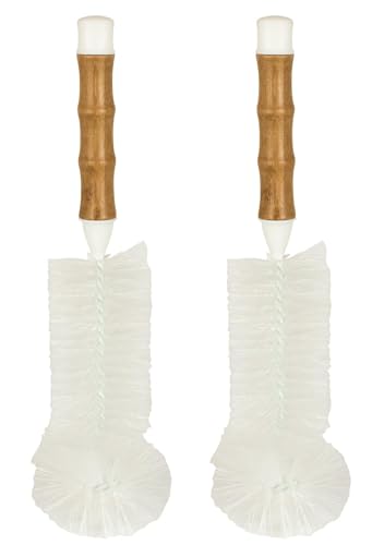 HIC Kitchen Water Bottle Brush, Natural Bamboo with Non-Scratch Bristles, Set of 2 - style: Water Bottle Brush, Set/2