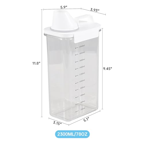 Sandmovie 3 Packs Laundry Detergent Dispenser, 78 Oz Clear Plastic Laundry Soap Containers with Scale