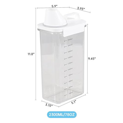 Sandmovie 3 Packs Laundry Detergent Dispenser, 78 Oz Clear Plastic Laundry Soap Containers with Scale