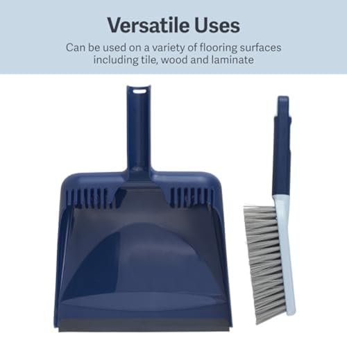 Casabella Wayclean Handheld Angled, Medium, Grey Dustpan and Brush Set, Green and Taupe