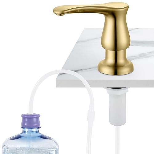 GAGALIFE Kitchen Sink Soap Dispenser Brushed Gold, Under Sink Soap Dispenser with 40" Silicone Extension Tube, Say Goodbye to Frequent Refills - color: Gold, size: with Hose