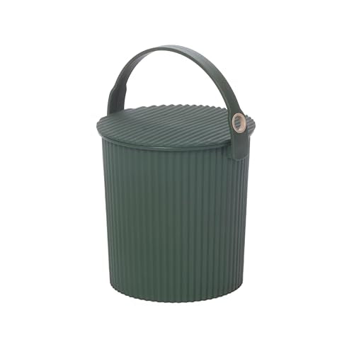 Hachiman Micro Bucket - 0.18 Gallon Heavy Duty Bucket with Lid and Handle - Hands-Free Filling - Easy to Stack and Store - Indoor Outdoor Use - 4.9" x 4.6" - Garden Green - color: Garden Green, size: Micro