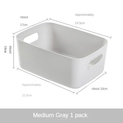 Plastic Storage Bins and Baskets for Efficient Home Classroom Organization Plastic Storage Container Under Bed,Under Sink Bathroom Organizer (Medium grey) - style: Medium grey