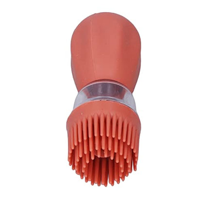 2pcs Oil Container with Silicone Brush Oil Dispenser Bottle for Kitchen Grilling Baking Cooking (Red) - color: Red