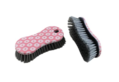 Multi-Purpose Heavy Duty Designer Printed Scrub Brush - Pack of 2 (Pink) - color: Pink