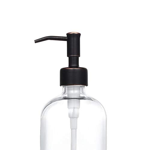 2 Pack Thick Clear Glass Pint Jar Soap Dispenser with Oil Rubbed Bronze Stainless Steel Pump, 16ounce Clear Boston Round Bottles Dispenser with Rustproof Pump for Essential Oil, Liquid Soap - color: Oil Rubbed Bronze