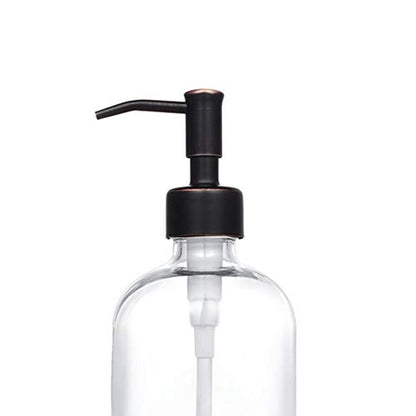 2 Pack Thick Clear Glass Pint Jar Soap Dispenser with Oil Rubbed Bronze Stainless Steel Pump, 16ounce Clear Boston Round Bottles Dispenser with Rustproof Pump for Essential Oil, Liquid Soap - color: Oil Rubbed Bronze