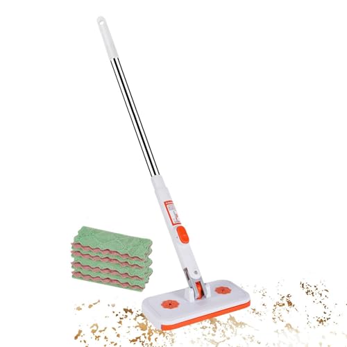 Click Mop - Flexible Clip Flat Cleaner, 1 Piece Manual for Hardwood Surfaces, Adjustable Stainless Steel Handle, Household Supply, Floor Tool for Tiles, Laminates and Boards